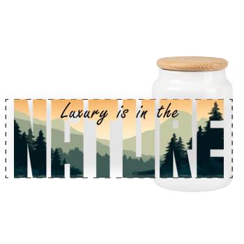 Luxury is in NATURE - Panoramic Cookie Jar with Wooden Lid - white - Front