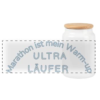 Ultramarathon Motif Statement Funny Uthra Runner - Panoramic Cookie Jar with Wooden Lid - white - Front