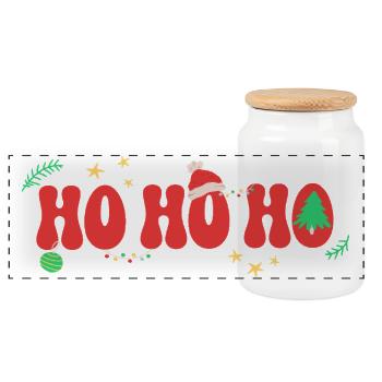 Motif de Noël Ho Ho Ho - Boîte à biscuits avec couvercle en bois - blanc - Devant