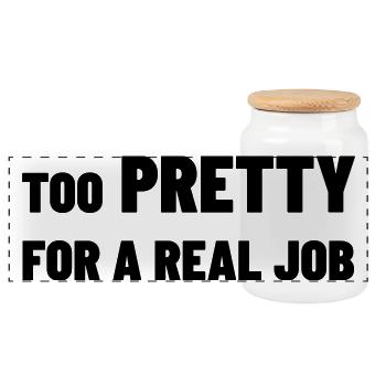 Too Pretty for a Real Job - Panorama Keksdose mit Holzdeckel - Weiß - Vorne