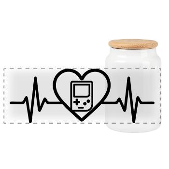 Heart Retrogaming – Console rétro portable - Boîte à biscuits avec couvercle en bois - blanc - Devant