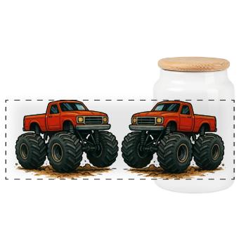 Duel de monster truck dans la boue - Boîte à biscuits avec couvercle en bois - blanc - Devant