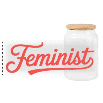  Feminist - Feminism Logo T-Shirt - Panoramic Cookie Jar with Wooden Lid - white - Front