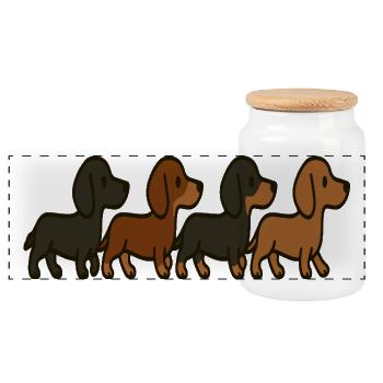 Hundewachstumsmuster Welpe zu Erwachsenen-Illustration - Panorama Keksdose mit Holzdeckel - Weiß - Vorne