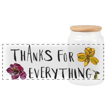 Thanks for everything - Panoramic Cookie Jar with Wooden Lid - white - Front
