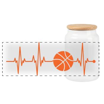 Beatlinie Basketball Puls - Panorama Keksdose mit Holzdeckel - Weiß - Vorne