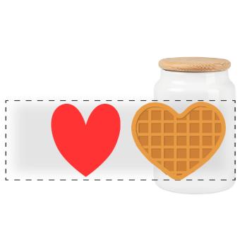 Ich liebe Waffelherz-Waffel-Frühstück - Panorama Keksdose mit Holzdeckel - Weiß - Vorne