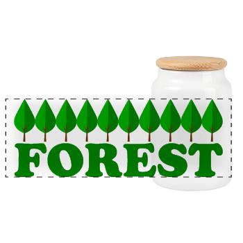 Forest - Panoramic Cookie Jar with Wooden Lid - white - Front
