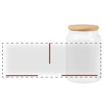 Graphique minimaliste à la ligne rouge - Boîte à biscuits avec couvercle en bois - blanc - Devant