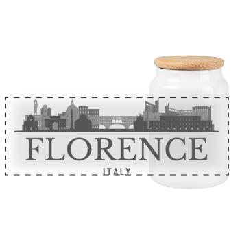 Florence skyline Italy, Florence silhouette - Panoramic Cookie Jar with Wooden Lid - white - Front