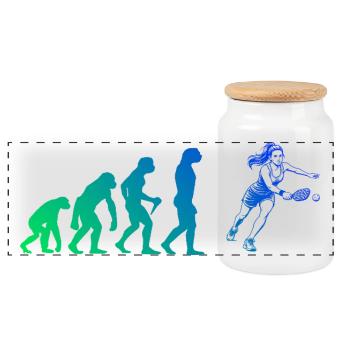 Pickleball tournament for pickleball players Fans - Panoramic Cookie Jar with Wooden Lid - white - Front
