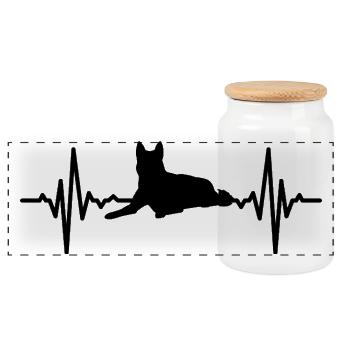 Dog Heartline - Panoramic Cookie Jar with Wooden Lid - white - Front
