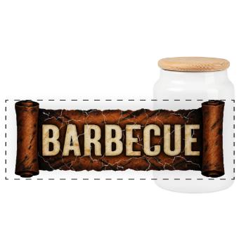 Barbecue Font - Panoramic Cookie Jar with Wooden Lid - white - Front