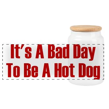 Aujourd’hui est une mauvaise journée pour être un hot-dog - Boîte à biscuits avec couvercle en bois - blanc - Devant