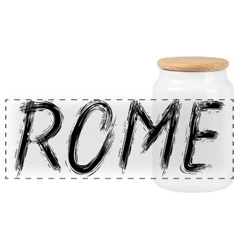 Rome Graphic Brush Lettering Schwarz - Panorama Keksdose mit Holzdeckel - Weiß - Vorne