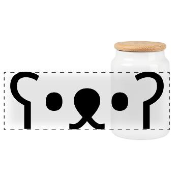 Kuma Bear ʕ•ᴥ•ʔ Cute Bear Emoticon - Panoramic Cookie Jar with Wooden Lid - white - Front