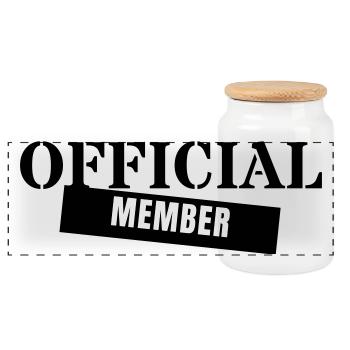 Official Member - Crew Team Club Mitglied Event - Panoramic Cookie Jar with Wooden Lid - white - Front