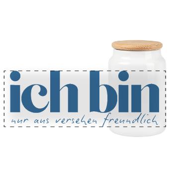Ich bin nur aus Versehen freundlich - Panorama Keksdose mit Holzdeckel - Weiß - Vorne