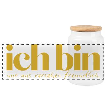 Ich bin nur aus Versehen freundlich - Panorama Keksdose mit Holzdeckel - Weiß - Vorne