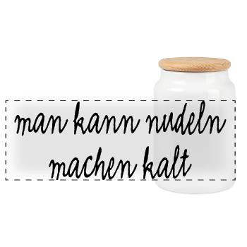 Man kann Nudeln machen kalt - Panorama Keksdose mit Holzdeckel - Weiß - Vorne