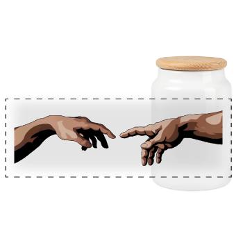 Mains entrelacées avec style artistique - Boîte à biscuits avec couvercle en bois - blanc - Devant