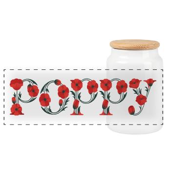 Sommerwort Mohnblume für Frauen - Panorama Keksdose mit Holzdeckel - Weiß - Vorne