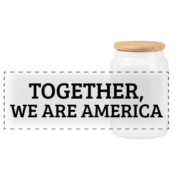 Gemeinsam sind wir Amerika Einheit Solidarität Zitat Kunst - Panorama Keksdose mit Holzdeckel - Weiß - Vorne