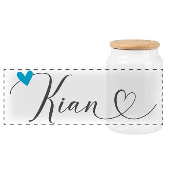 Kian Nom Prénom Calligraphie Coeur - Boîte à biscuits avec couvercle en bois - blanc - Devant