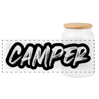 Camping Kastenwagen Wohnmobil - Panorama Keksdose mit Holzdeckel - Weiß - Vorne