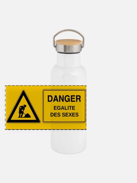 Gender equality - Panoramic Thermal Bottle with Bamboo Lid - white - Front