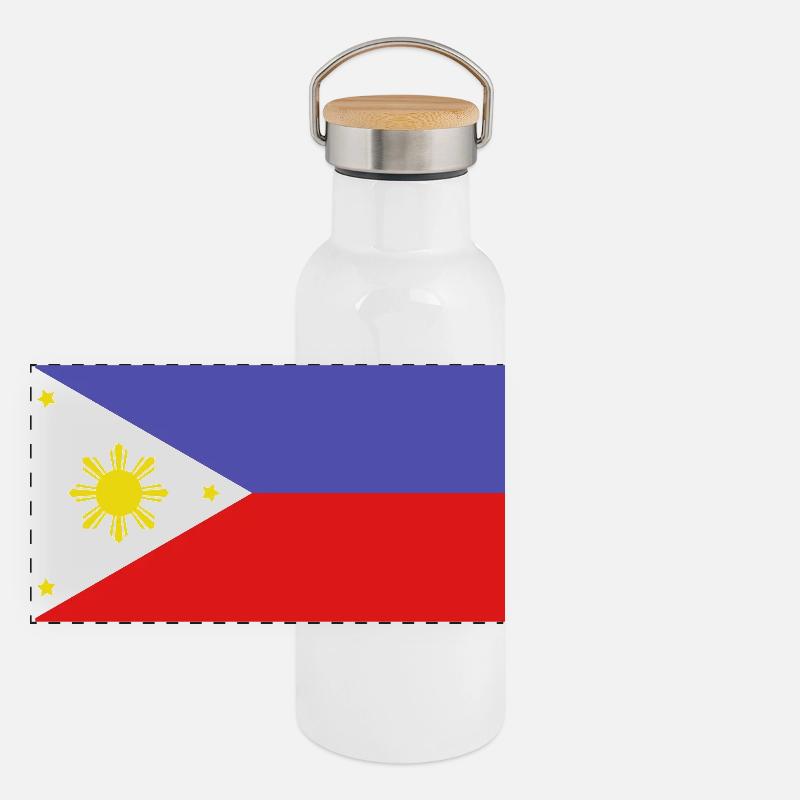 Philippinenflagge Panorama Thermosflasche mit Bambusdeckel