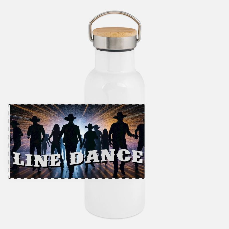 Line dance group dancing Panoramic Thermal Bottle with Bamboo Lid