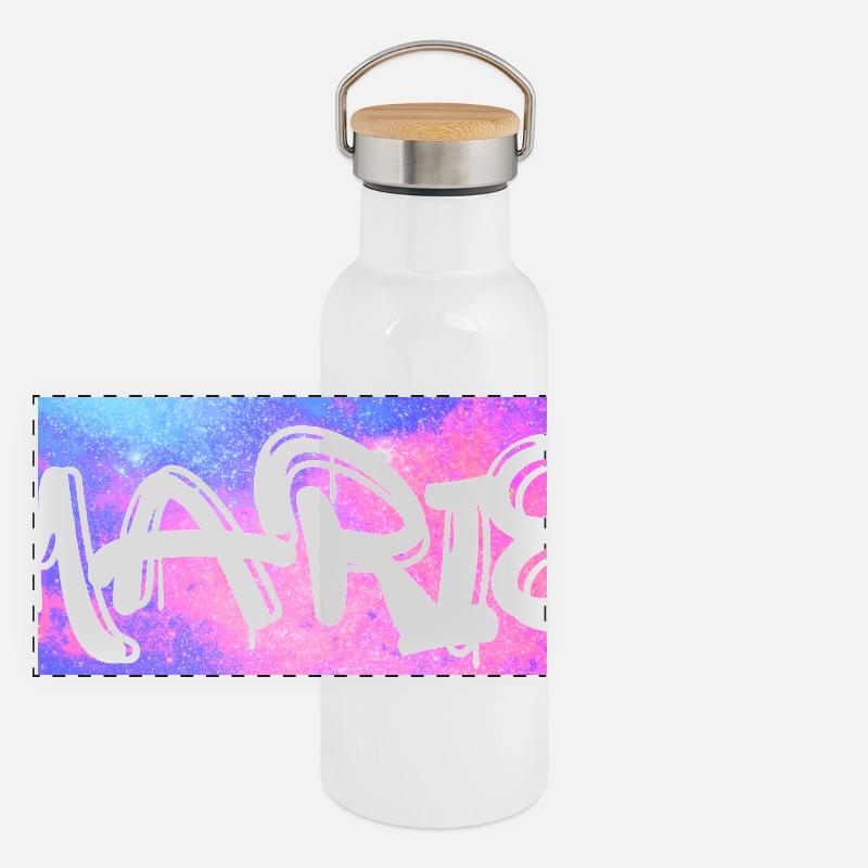Marie Graffiti Neon Splash Panorama Thermosflasche mit Bambusdeckel