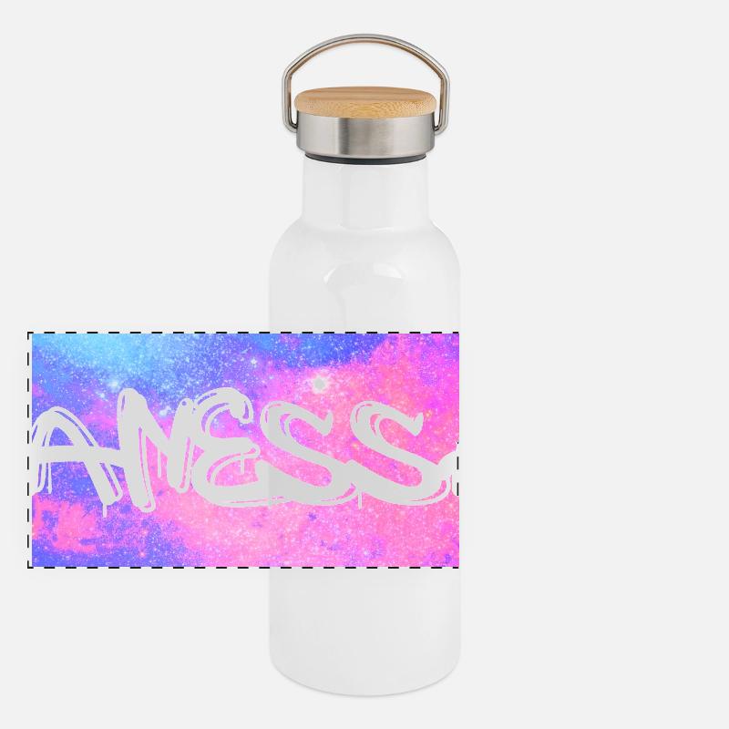 Vanessa Name Geschenk Geschenkidee Galaxie Panorama Thermosflasche mit Bambusdeckel