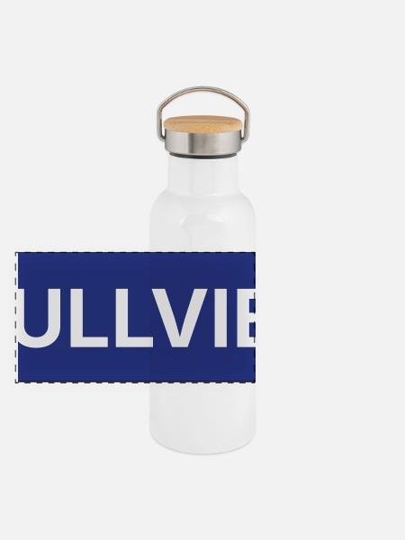 Nullvier Boxlogo - Panorama Thermosflasche mit Bambusdeckel - Weiß - Vorne