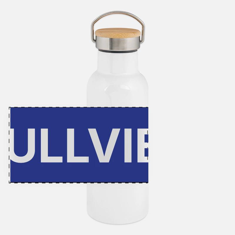 Nullvier Boxlogo Panorama Thermosflasche mit Bambusdeckel