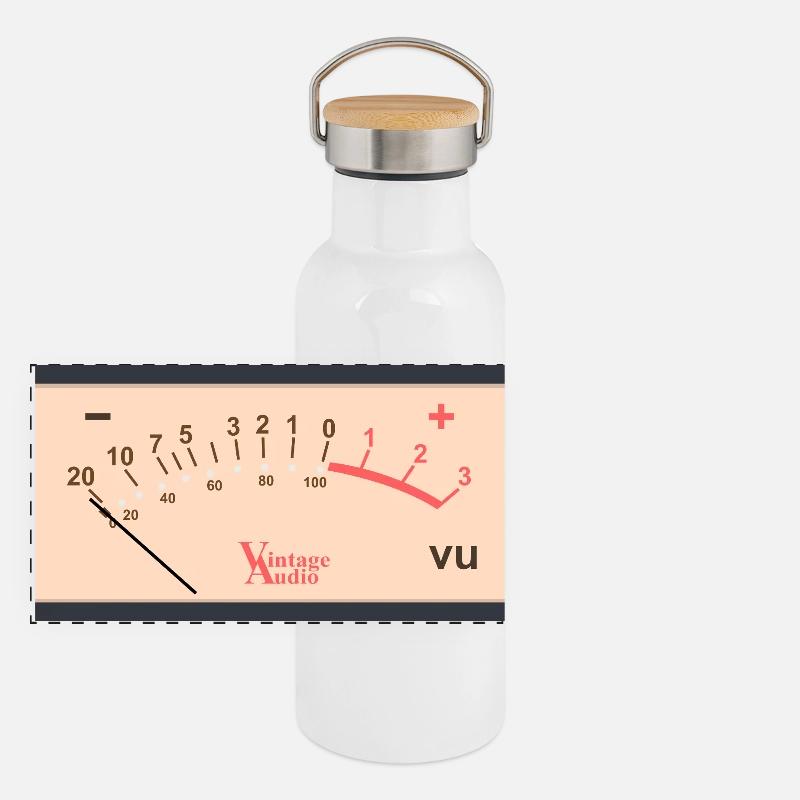 Conception de VU-mètre audio vintage Gourde isotherme avec bouchon en bambou