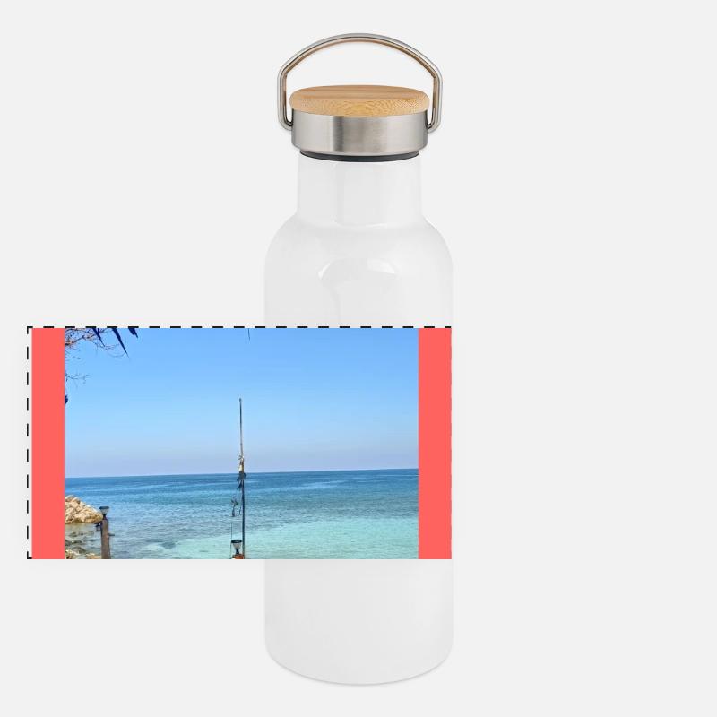 winter am meer Panorama Thermosflasche mit Bambusdeckel