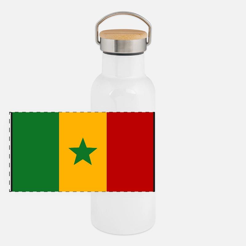 Senegal flag Panoramic Thermal Bottle with Bamboo Lid