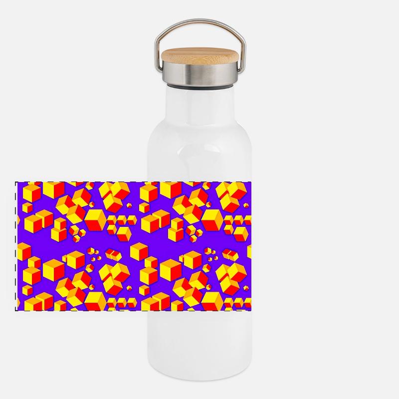 Déco motif cube coloré Gourde isotherme avec bouchon en bambou