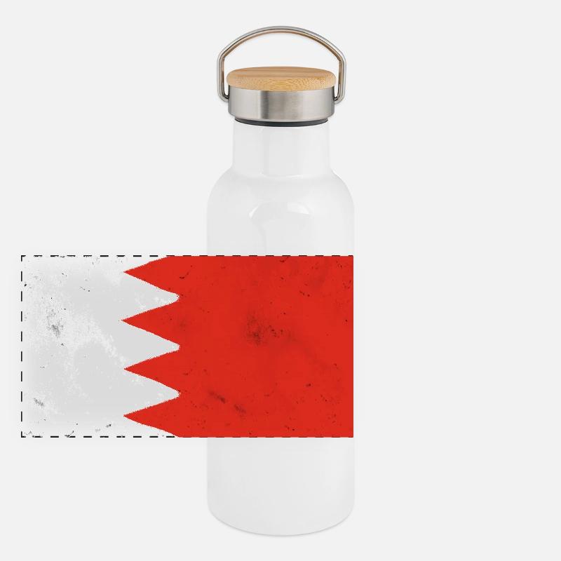 Drapeau de Bahreïn Gourde isotherme avec bouchon en bambou