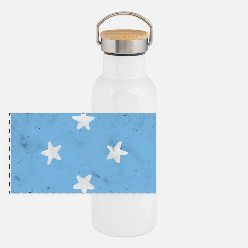 Flagge von Mikronesien Panorama Thermosflasche mit Bambusdeckel