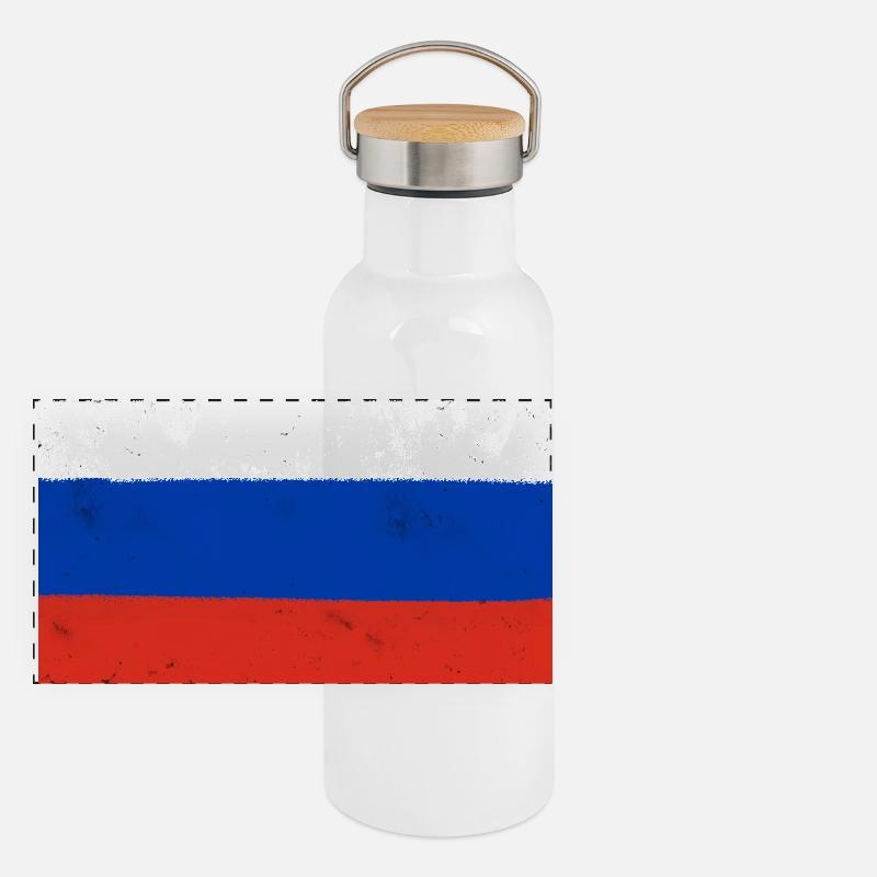 Flagge Russlands Panorama Thermosflasche mit Bambusdeckel