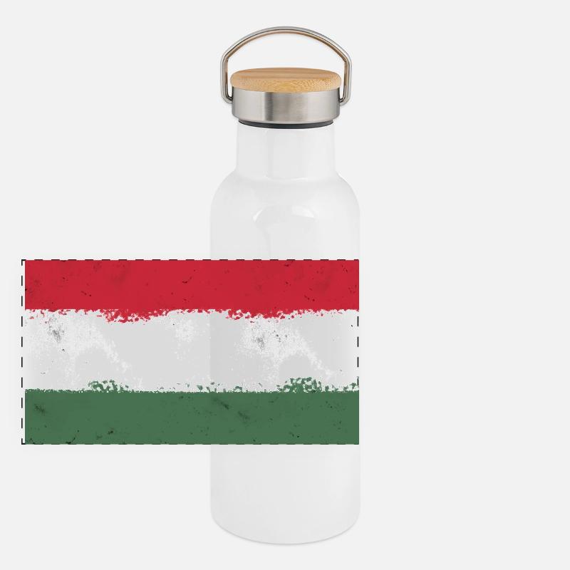 Flag of Hungary Panoramic Thermal Bottle with Bamboo Lid