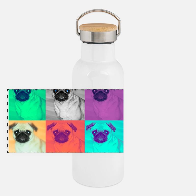 Pop Art Conception de chien Gourde isotherme avec bouchon en bambou