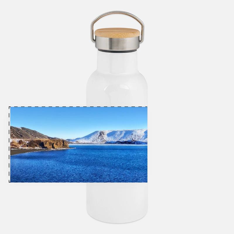 Arctic dreamy mountains Panoramic Thermal Bottle with Bamboo Lid