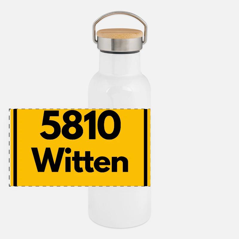 ANCIEN CODE POSTAL RETRO 5810 WITTEN RUHRGEBIET Gourde isotherme avec bouchon en bambou