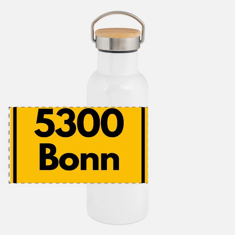 OLD POSTCODE POSTCODE RETRO 5300 BONN - RHEIN SIEG Panoramic Thermal Bottle with Bamboo Lid
