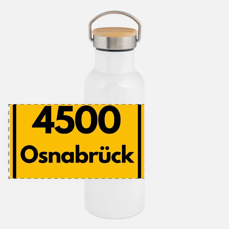 ANCIEN CODE POSTAL 4500 OSNABRÜCK BÜRGERMEISTER Gourde isotherme avec bouchon en bambou