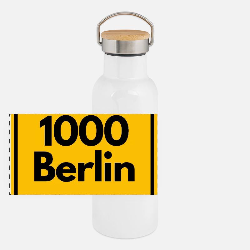 OLD POSTCODE POSTCODE RETRO 1000 BERLIN CAPITAL Panoramic Thermal Bottle with Bamboo Lid